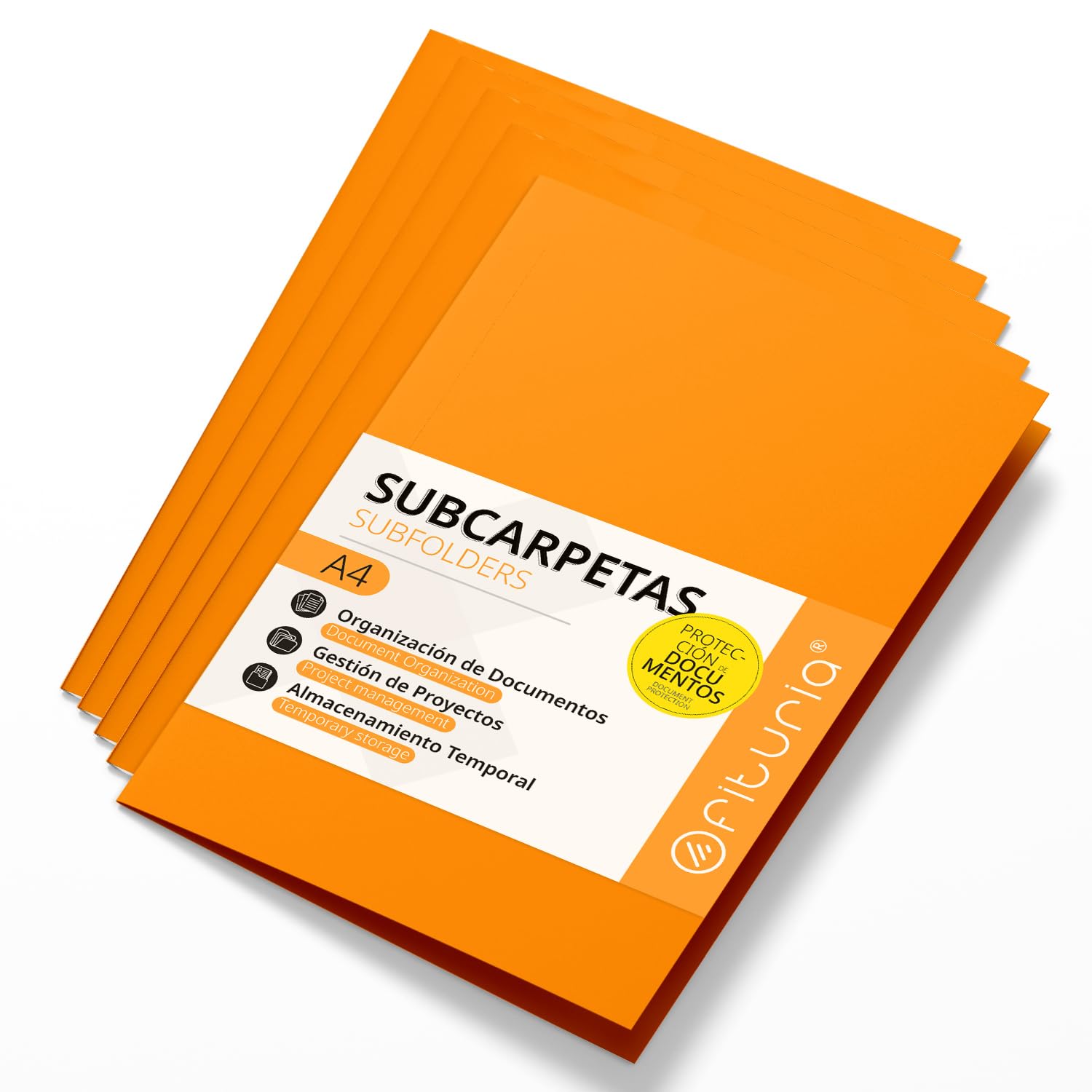 A4 Cardboard Subfolders, Paper Filing Folders 180 g, File Folder for Documents, Pack of 50 Coloured Office Subfolders for Filing and Sorting Papers – Ofituria (Orange)