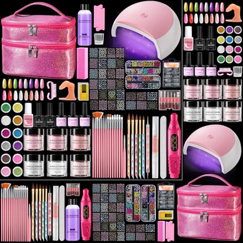 Deciniee Kit d’Ongles Acryliques Complet pour Débutants - Lampe UV, Perceuse à Ongles, Faux Ongles, Vernis Gel, Outil de Manucure, Décorations Nail Art...