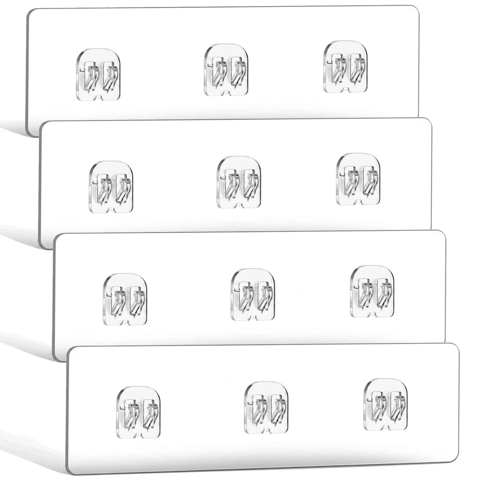 Adurei 4 Pack Shower Caddy Adhesive Strips Replacement No Drilling Self Adhesive Stickers Waterproof for Bathroom Shower Shelves, Baskets and Organisers(Transparent)