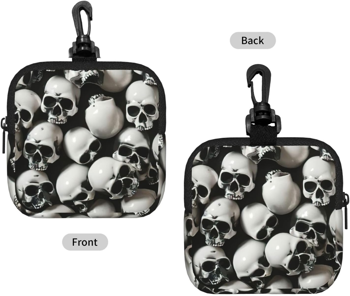 Black Skull Print Versatile Square Storage Bag Travel Organizer Pouch Toiletry Home Office Gift image 2