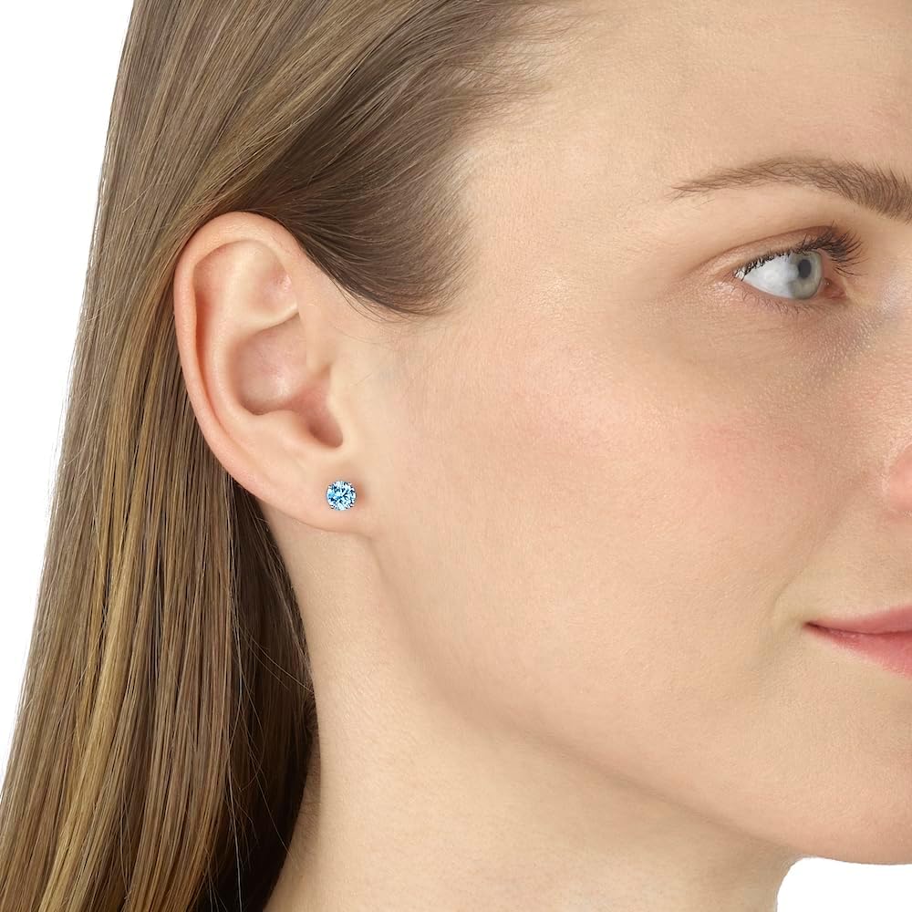 IGI Certified 1 Carat Blue or Pink Lab Grown Diamond Round Stud Earrings for Women I 14k White Gold Earrings for Her (VS1-VS2, 1.00 cttw) 4-Prong Setting I Screw Back Studs - Image 3