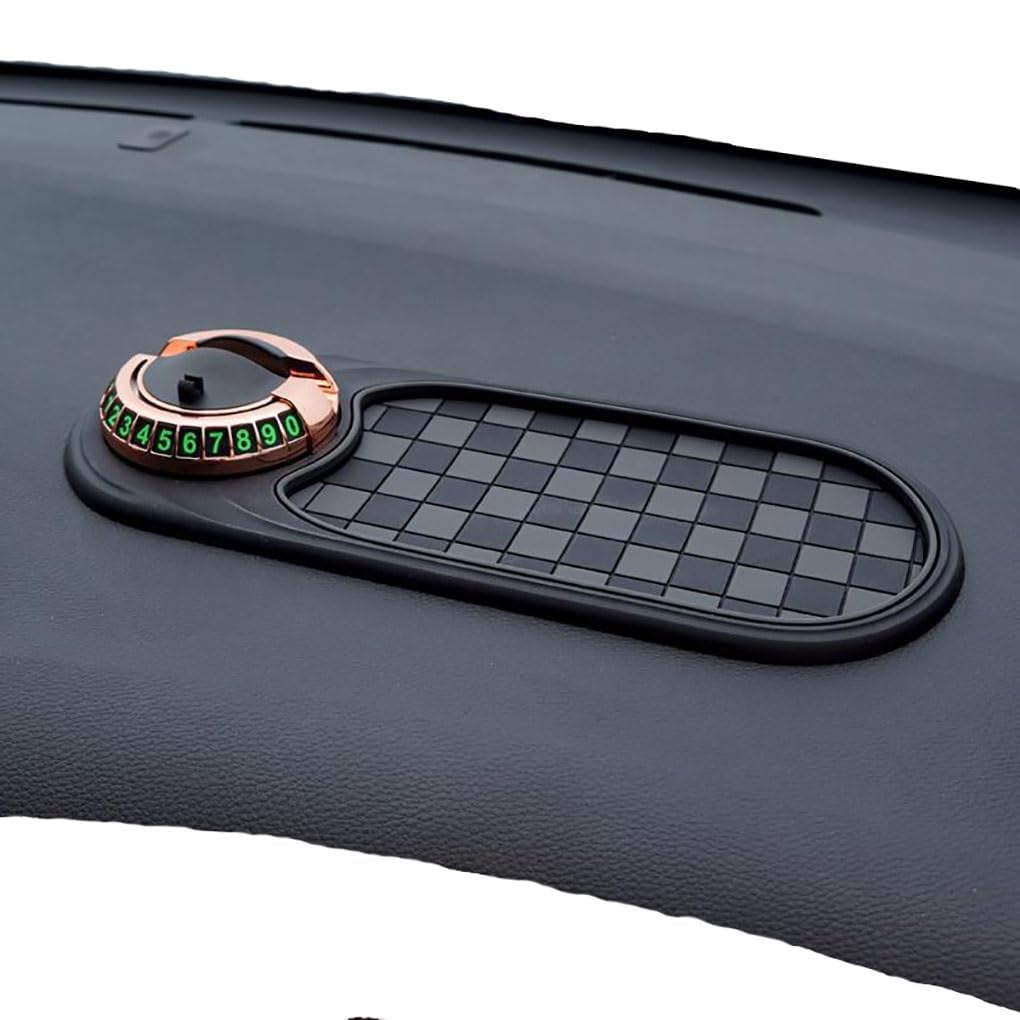 Multifunction Car Anti-Slip Mat Auto Universal Phone Holder, Rotatable Anti Skid Car Dashboard Pad, Multifunctional Vehicle Mounted Anti Slip Mat, with Temporary Parking Numbe (Grey1)