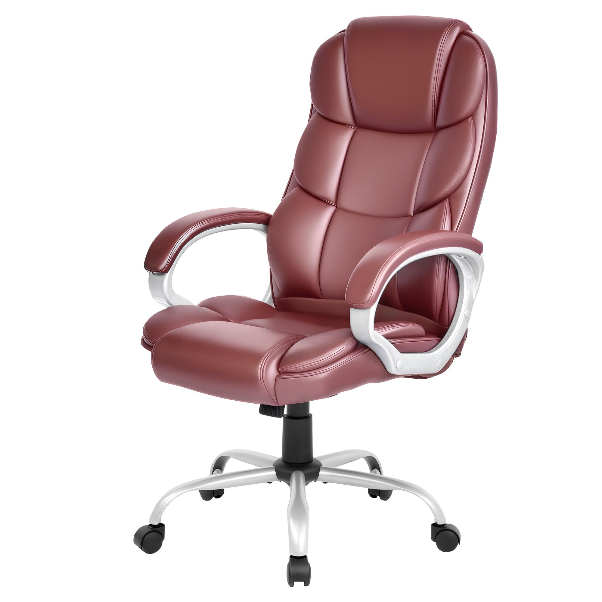 FDW Office Chair Computer High Back Adjustable Ergonomic Desk Chair Executive PU Leather Swivel Task Chair with Armrests Lumbar Support (Dark Brown)