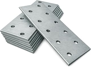 10 x Lochplatten (100 x 40 x 2) Flachverbinder Holzverbinder Verbindungsplatte Verbinder, Silber Verzinkt