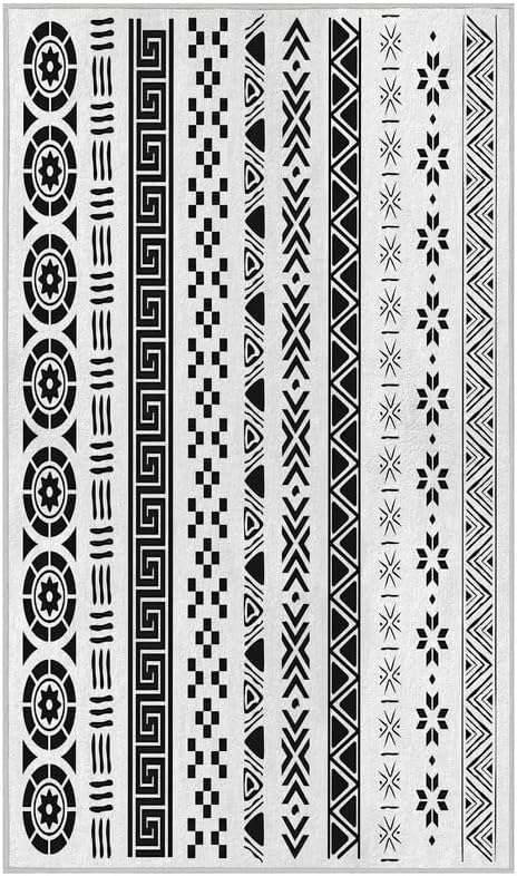 Miniatura 5 de Alfombra bohemia de área pequeña de 3 x 5 pulgadas, lavable, alfombra de entrada negra, suave, antideslizante, para puerta delantera, porche,