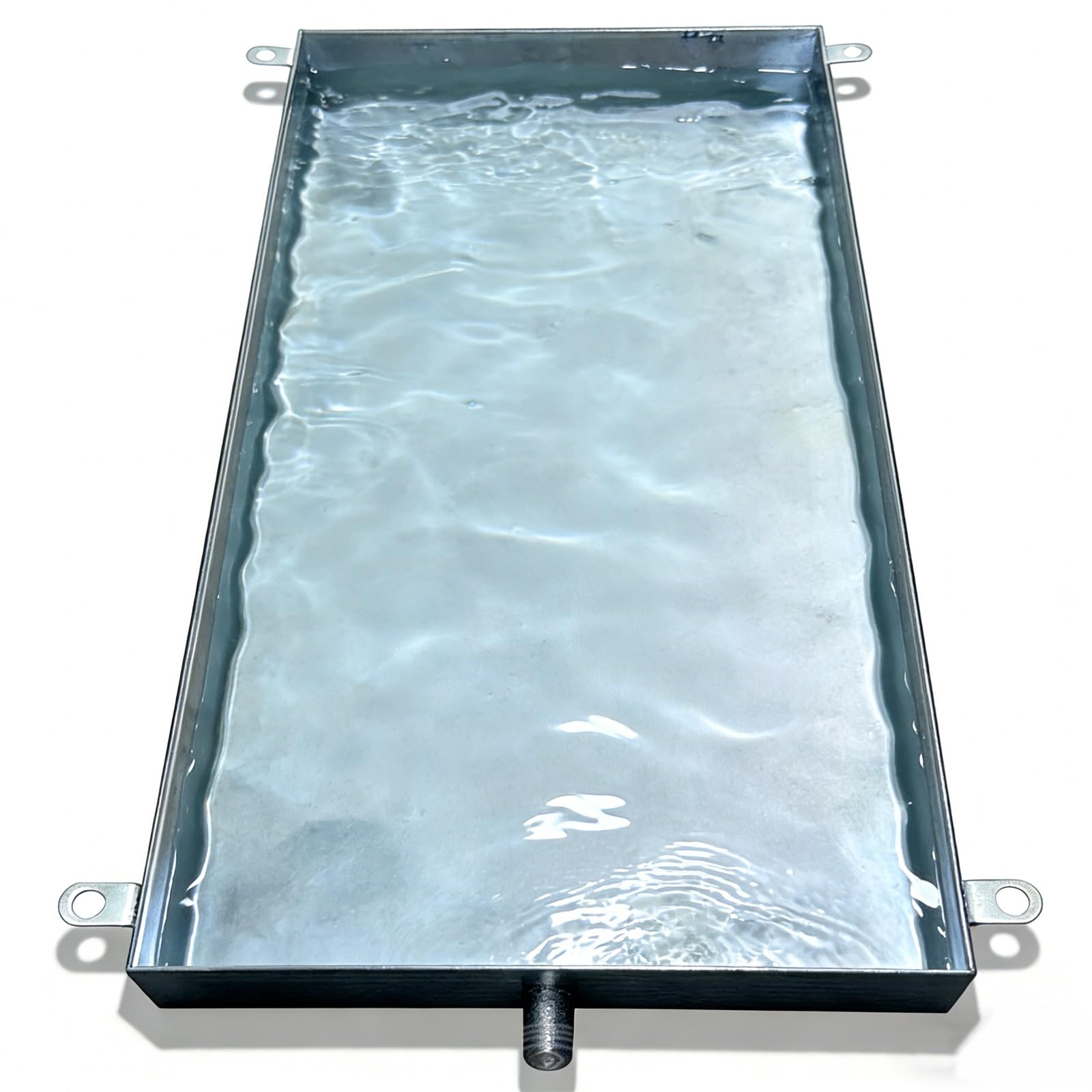 DECAKE Air Conditioner Tray Drip pan Heavy Duty 304 Stainless Steel with Drain Outlet Hanging Lugs for HVAC Units Outdoor Grills Gardening Tray(100x70cm(39x28in))