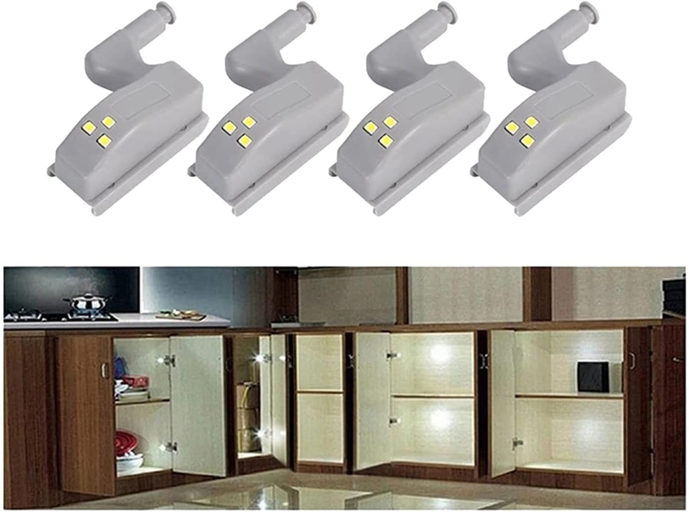 Hinge, 16Pcs LED Sensor Light for Kitchen Cabinet Cupboard Closet Night Lights Living Room/Bedroom/Wardrobe