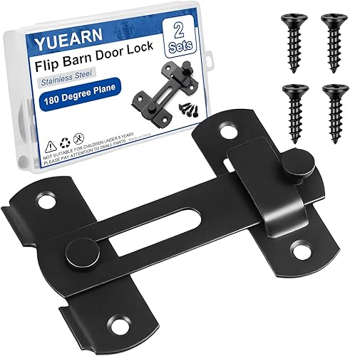 Miniatura 8 de 2 juegos de cierres de puerta corredera para puerta de granero con fácil instalación para gabinetes, armarios, puertas de ventana