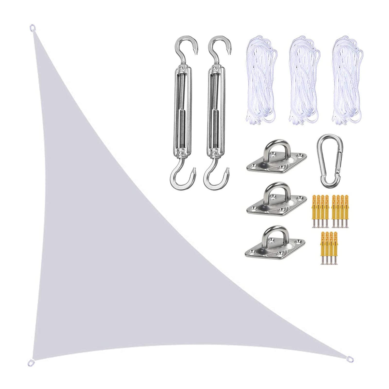 Voile d'ombrage triangulaire imperméable et kit inox anti-poches d'eau