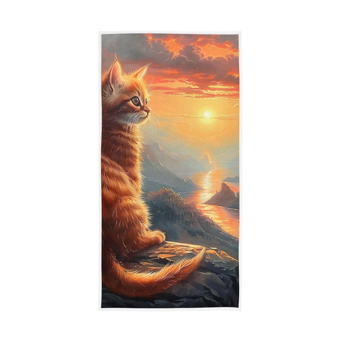 HUYGD Orange Kitten Hand Towels, Multipurpose Soft Towels for Bathroom, Gym, Hotel, Spa 15 x 30 Inches