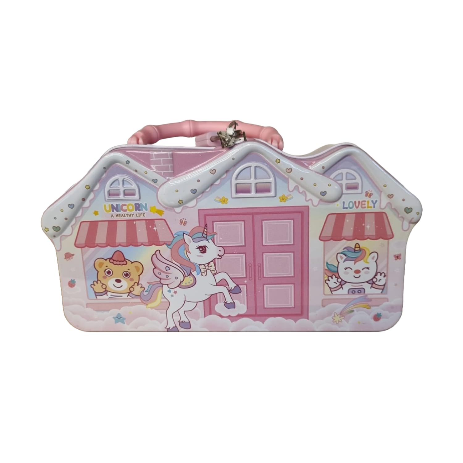 Navam Creations Pink Hut Mpney Box/Lock &Key Money Box/Coin Collection tin Box for Girls Kids Coin Bank (Multicolor) (B0CSP9LQCX) Amazon Price History, Amazon Price Tracker