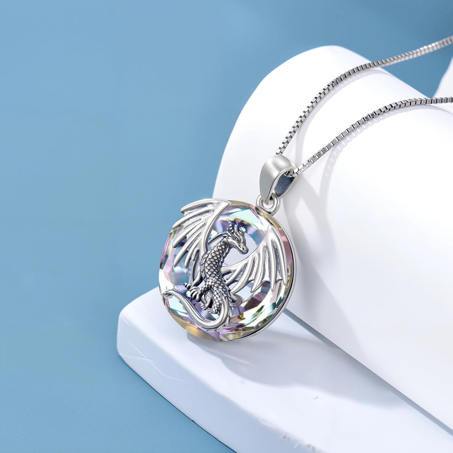 TOUPOP Dragon Necklace Sterling Silver Dragon Pendant Necklace with Crystal Jewelry Birthday Christmas Gift for Women Daughter Mom Wife Her Girlfriend - Image 5