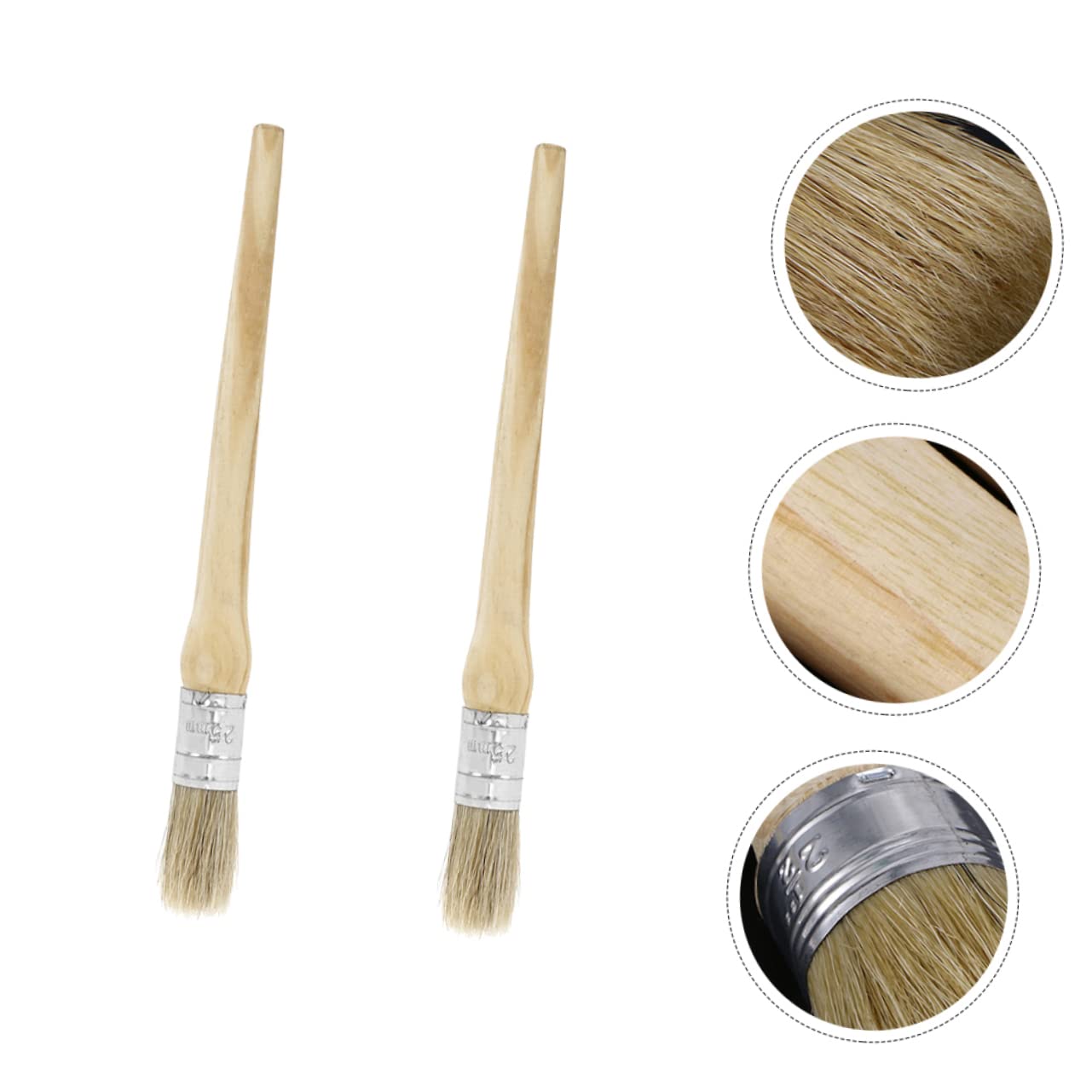 Lurrose 4er-Sets Rundpinsel Mit Ergonomischem Holzgriff Für Kunst Leicht Zu Reinigen Geeignet Für Lasuren Ölfarben 2 Stück X 4