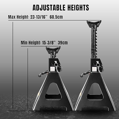 Miniatura 34 de Torin AT43005AB Soportes de acero resistentes para gatos: pasadores de bloqueo dobles, capacidad de 3 toneladas (6,000 libras), negro, 1 par