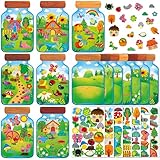 56 Sheets Insect & Bug Jar Stickers, 7 Designs DIY Insects Jars for Toddlers, 590+ Bee/Butterfly/Ladybug Stickers Make Your Own Bug Jars DIY Activity for, Kids, Boys & Girls