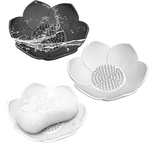 Hsmanchry - Jabonera de silicona para ducha, paquete de 3 jaboneras autodrenantes, jaboneras para barra de jabón, jabonera portátil con drenaje,