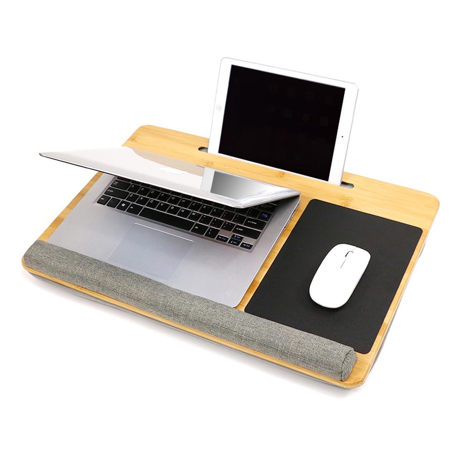 hjh OFFICE Comfiap 830056 Tapis pour Ordinateur Portable en Bambou Gris 55 x 36 cm