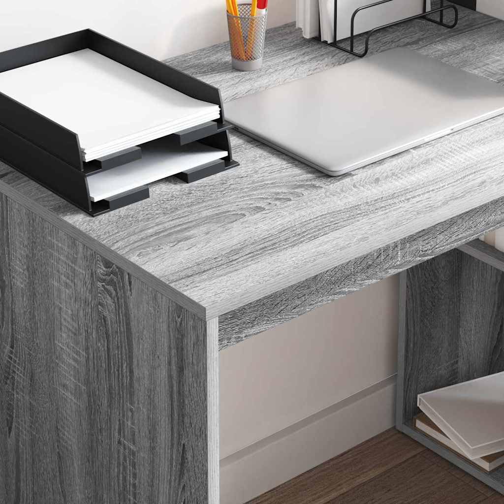 Scrivania grigio sonoma in legno ingegnerizzato 108x55x103,5 cm con ripiano e cassetto per postazione lavoro studio computer pc gaming ufficio casa smartworking