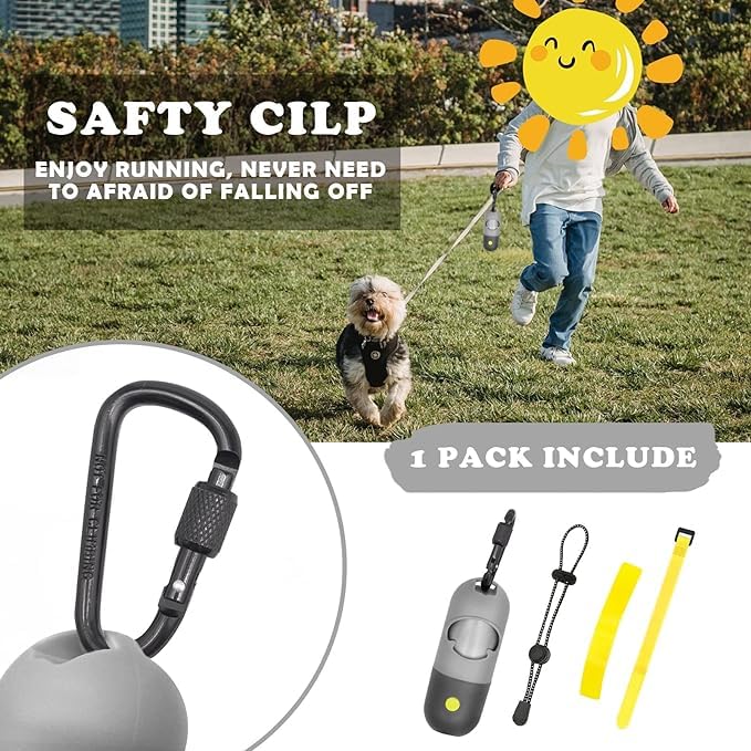 Image of YUCHIYA Dog Poop Bags Holder with UV Flashlight with 1 Roll of Leak-Proof Dog Waste Bags Black Light for for Pet Urine Detector with Built-in LR44 Batteries and Dog Walking Accessories (Dark Gray)