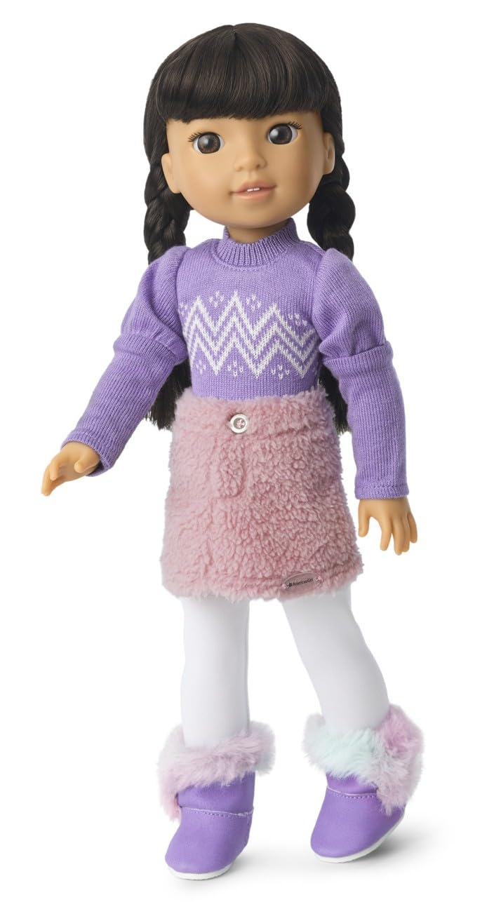 American Girl Corinne Tan Girl of the Year 2022 14.5-inch Gwynn Doll with Sweater, Skirt, and Boots, For Ages 8+