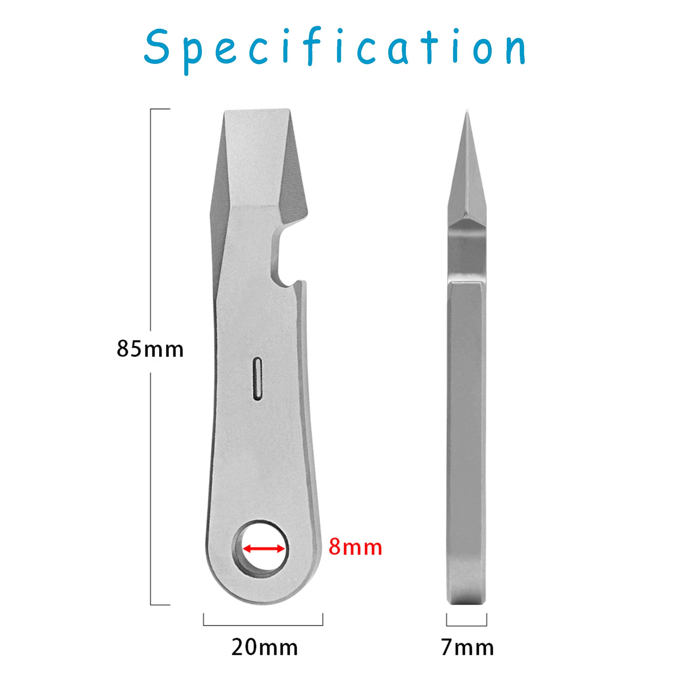 Hamans Titanium Multi-Tool Pry Bar Bottle Opener Keychain Pocket Mini Crowbar, Silver - Image 2
