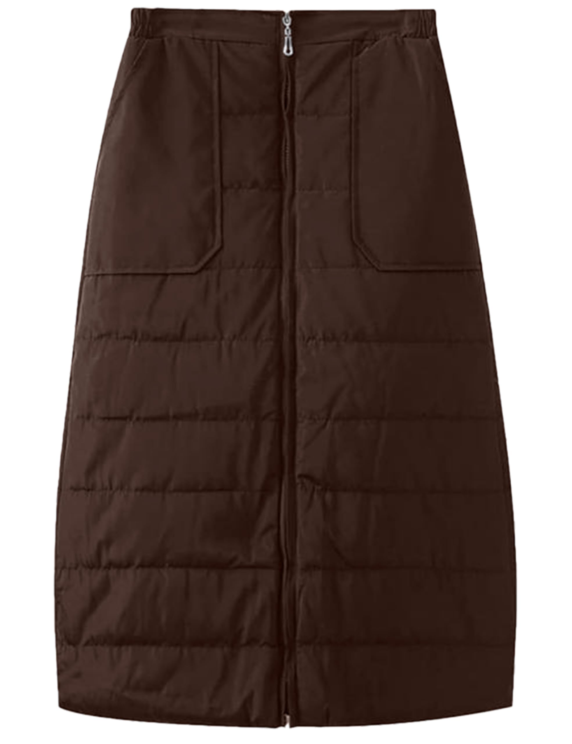 Shiyifa Womens Quilted Puffer Skirt Winter Insulated Down Long Skirt Warm Zip Front Padded Skirt with Pockets