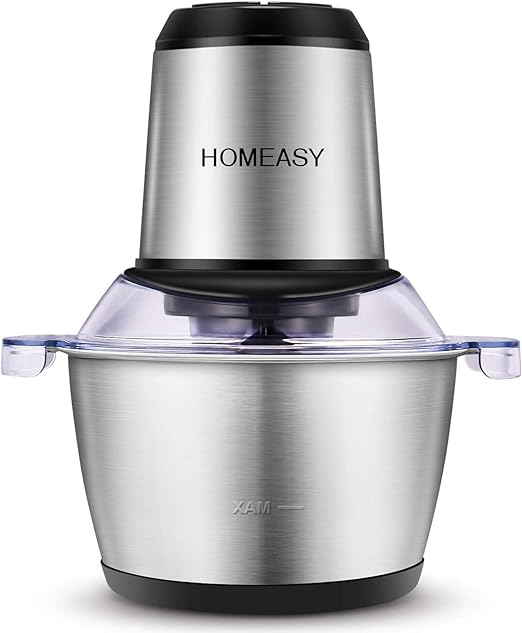 Meat Grinder Electric, Food Processor 2L Stainless Steel Meat Blender Food Chopper for Meat, Vegetables, Fruits and Nuts with 4 Sharp Blades, 350W, 8 Cups