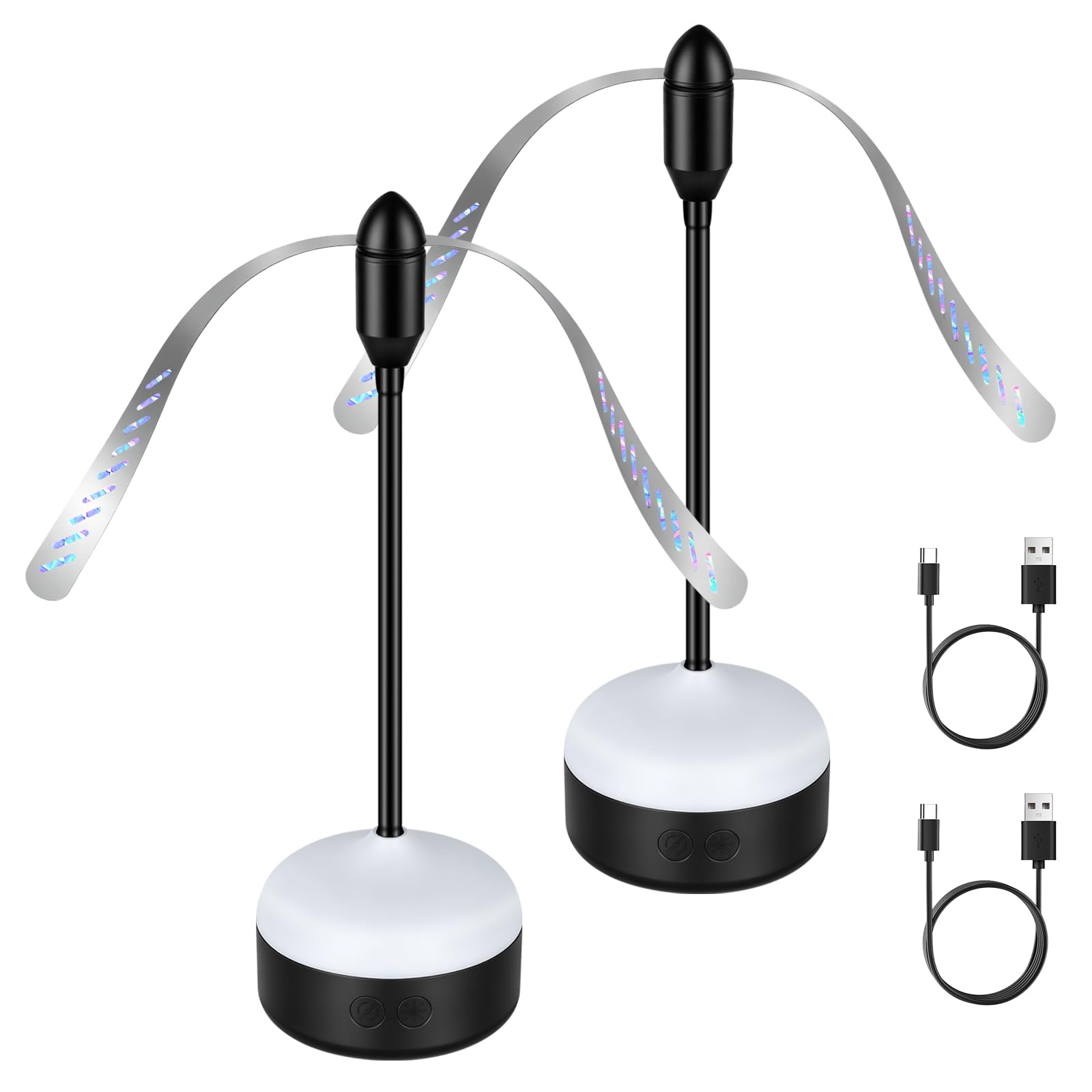 Scaccia Mosche da Tavolo con luce LED USB Ricaricabile, Anti Mosche Ventilatore Antizanzare Senza Utilizzare Sostanze Chimiche, Scaccia Mosches Ventilatore per Insetti Spaventar, Nero, 2 Pezzi