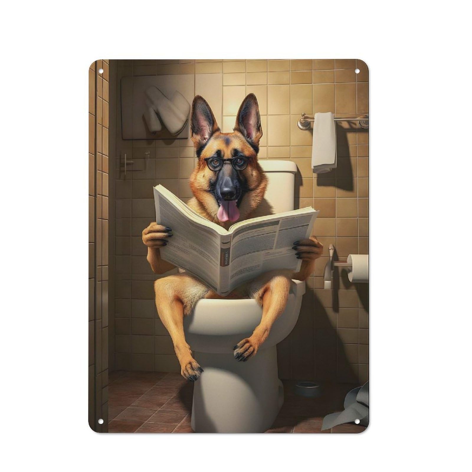 Junmoney Cute Labrador Dog In Toile Vintage Metal Sign 40X30cm For Lounge Or Reading Corner, For Garage, Workshop And Man Cave Decoration