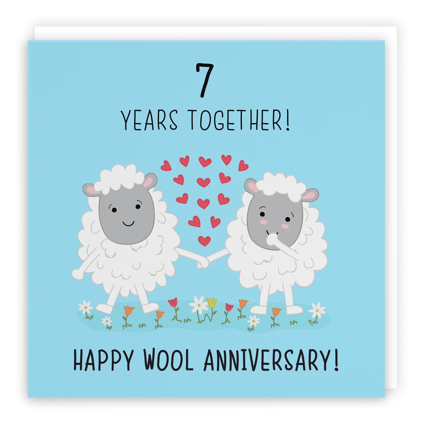 Hunts England, Large 7th Wedding Anniversary Card, Wool Anniversary, Iconic Collection, Large, 210 x 210 mm