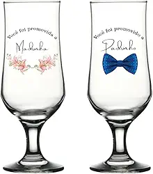 2 Taças de Cerveja 385ml Personalizada Madrinha e Padrinho Ideal Para Presente Casamento Batismo Comemoração