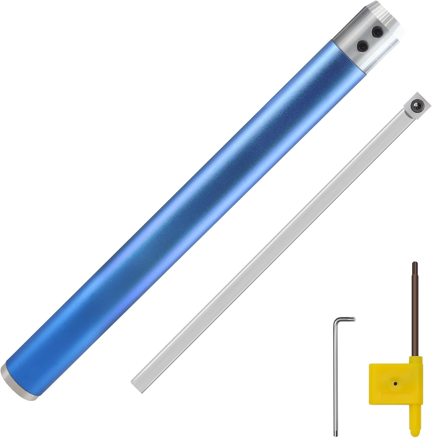 Carbide Roughing Tool for Wood Lathe - Pre-installed 11mm Ci2 Square Insert for Fast Stock Removal, Woodturning Rougher with Stainless Steel Arbor, Aluminum Alloy Handle