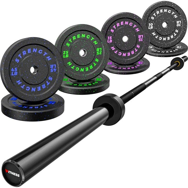 2-Inch Bumper Plates, Barbell Rubber Olympic Weight Plates Set for Home Gym Strength Training, 20-260lbs, Multiple Options
