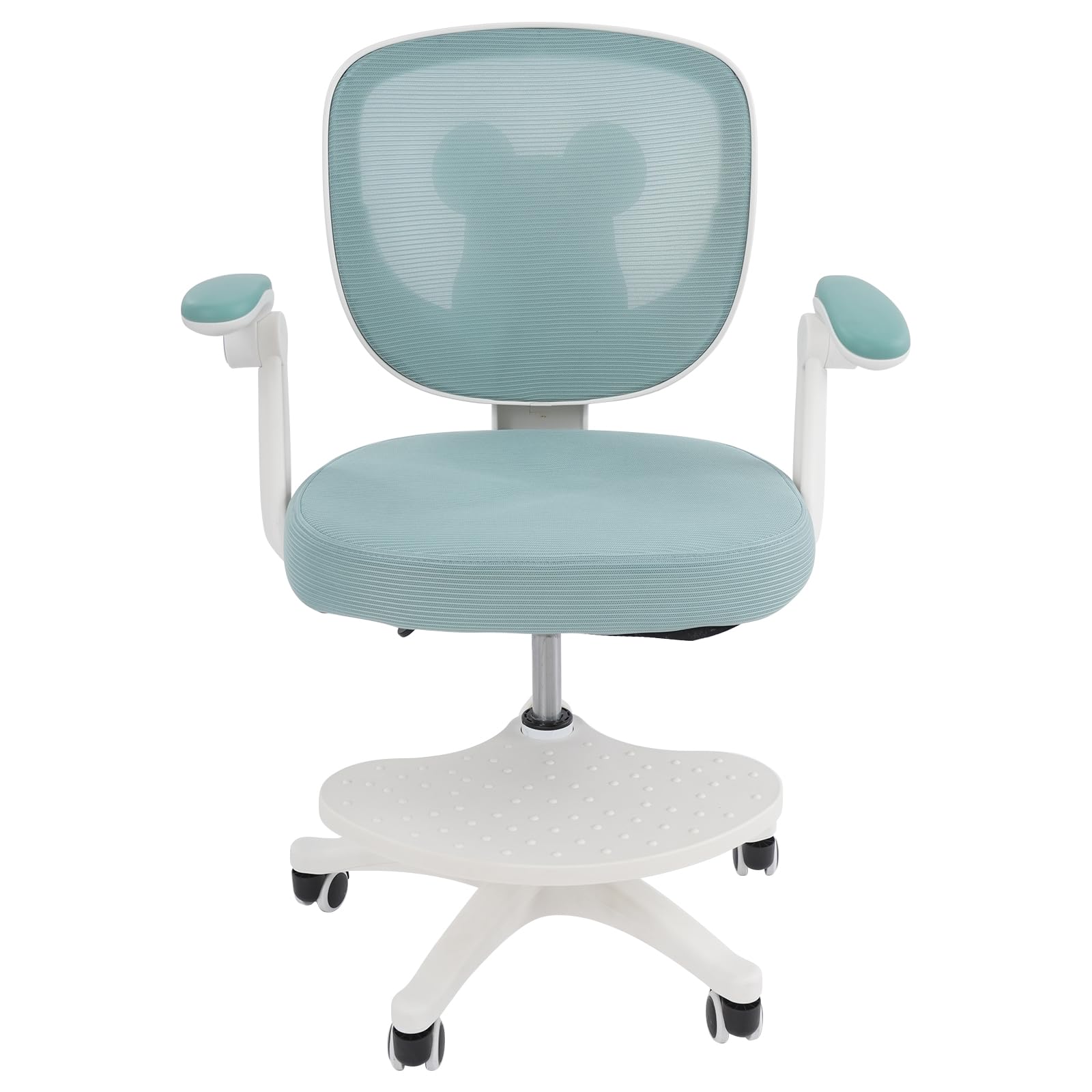 Kids Desk Chair, Height Adjustable Desk Chair with Armrest, Ergonomic Chair for Boys and Girls with Mesh Back and 5 Wheels (Light Green)