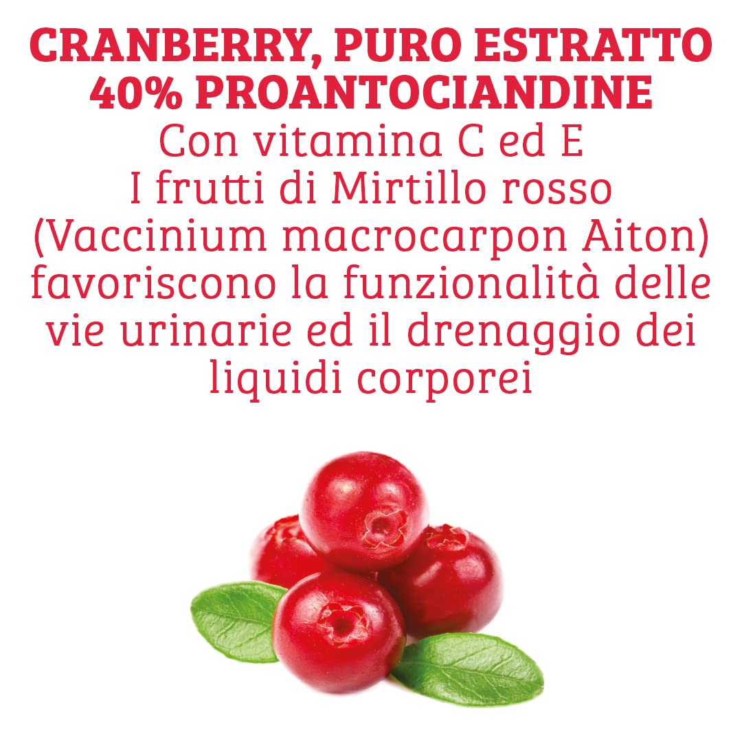 Colours of Life Cyst Cranberry - Integratore di Frutti di Mirtillo Rosso - per la Funzionalità delle Vie Urinarie e il Drenaggio dei Liquidi - Senza Glutine e Vegano, 60 Compresse