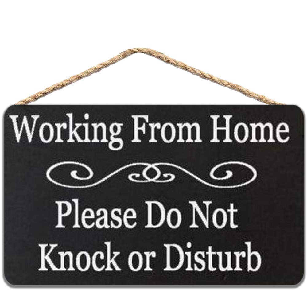 Working from Home Please Do Not Knock Or Disturb Wood Sign 5x10 inch / 13x25 cm