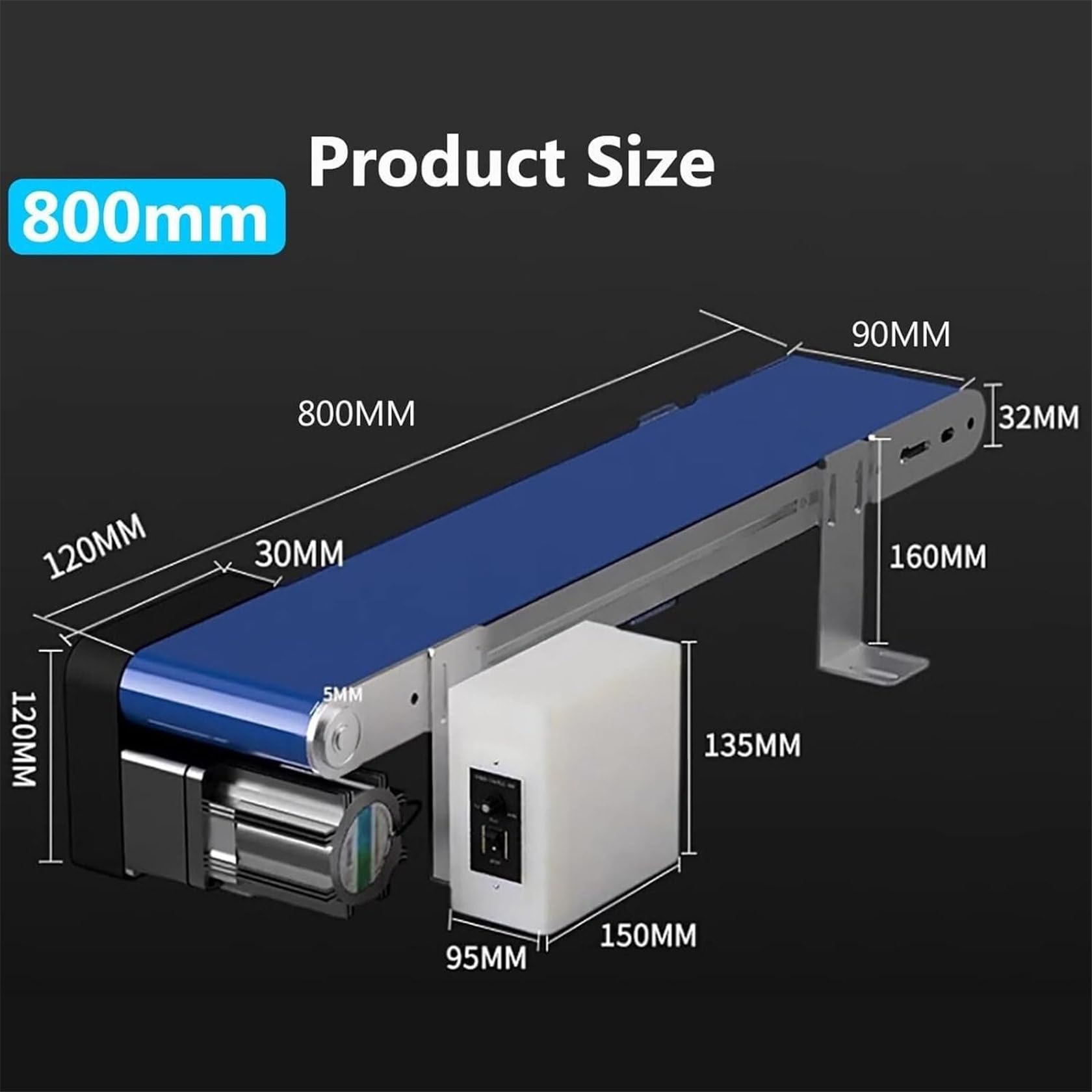 Mini-Förderband mit einstellbarer Geschwindigkeit, 400 mm, PVC-Desktop-Produktionslinie für Auto-Reibungskraft-Experimente, effiziente Laborausrüstung
