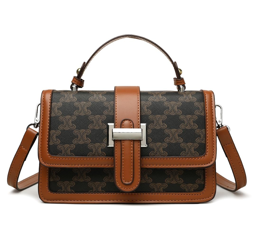 Buy Diva Dale Women's Monogram Print Satchel Handbag, Brown