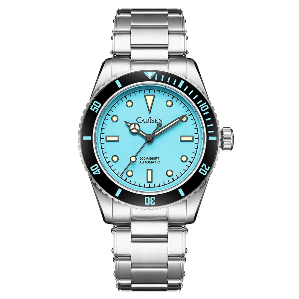 CADISEN Mens Watch, Japan NH35A Automatic Movement, 200M Diver Water Resistance, Ceramic Bezel, 38mm Sapphire Glass, Stainless Steel Mechanical Watch，BB58, Steel strip sky blue, Modern (B0B847CVML) Amazon Price History, Amazon Price Tracker
