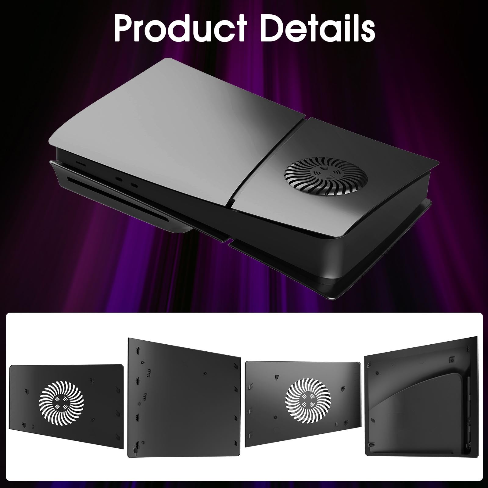 Placas frontales para consola PS5 Pro, cubiertas de placas frontales de repuesto con ventilación de refrigeración y filtro de polvo, placa de panel lateral antiarañazos a prueba de polvo, placas PS5