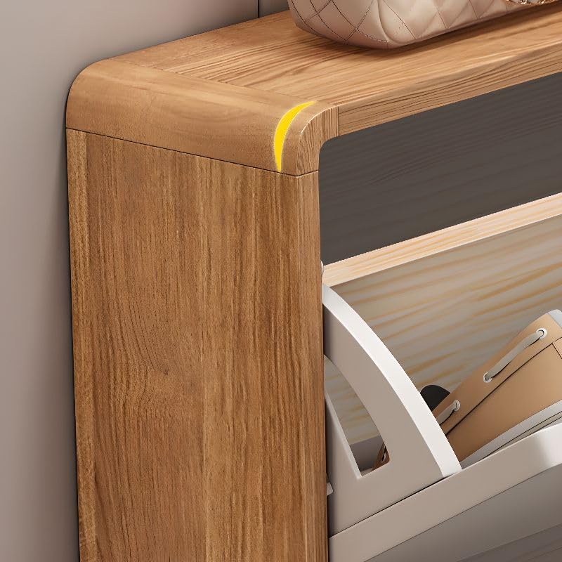 Image of The Artment your artistic apartment Sanctum 3 Door Drawer Wooden Shoe Organizer Cabinet, Footwear Stand for Entryway, Hall | Space Saving Design | Home Furniture for Home (Size - 80x24x118 CM)