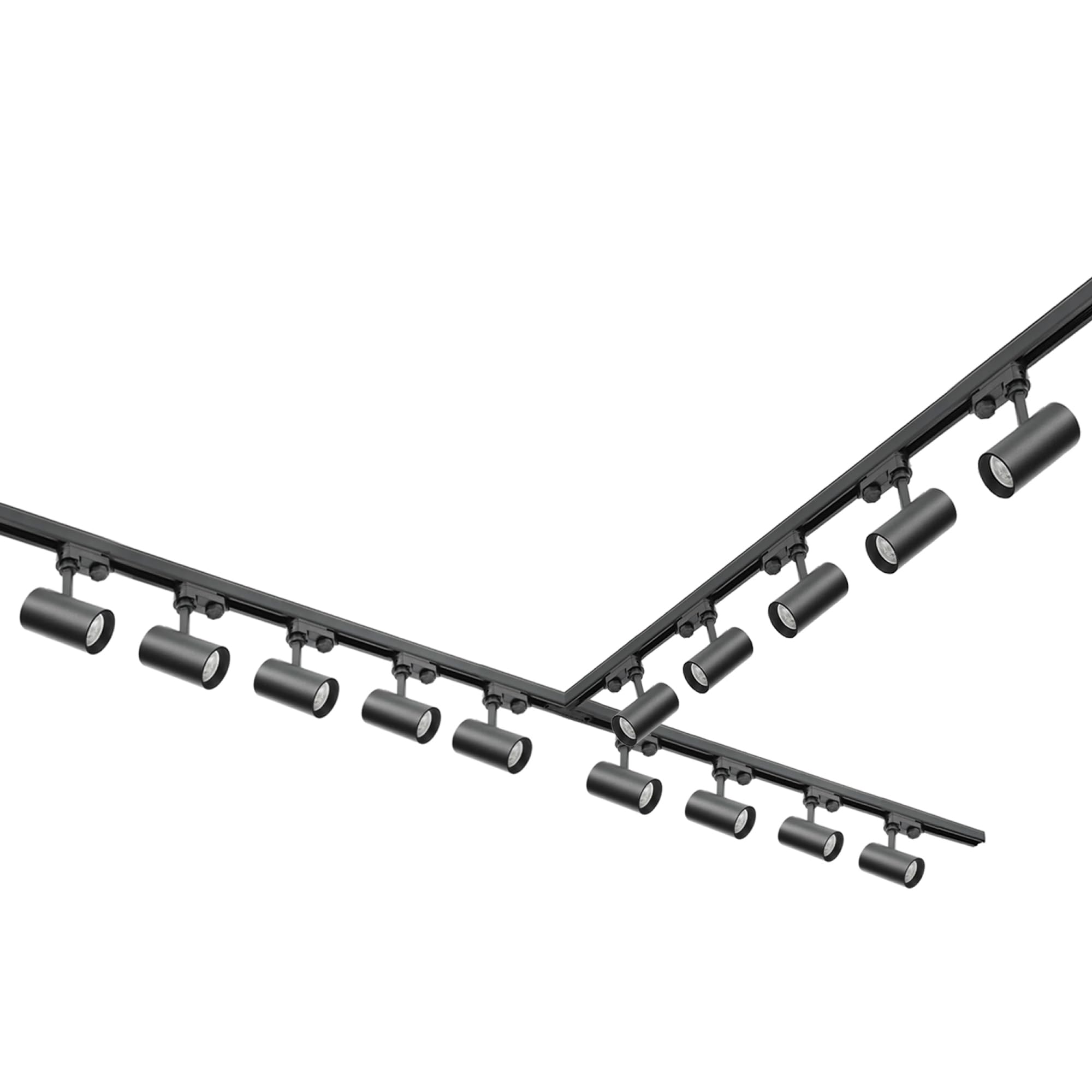 NEXTRACK 3-Phasen-Schienen-Set 1m+2m+2m 14x GU10-Lampe T-Verbinder Netzteil Kappe Schwarz