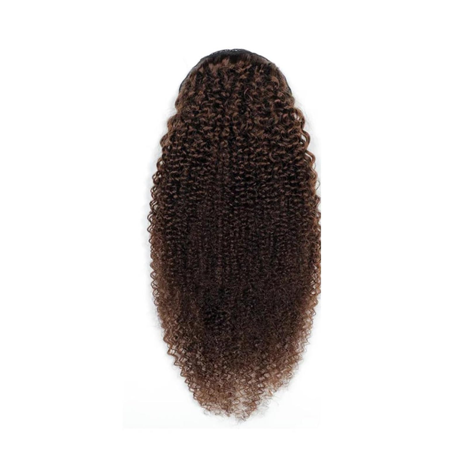 Postiche Extension de queue cheval en cheveux humains, châtain clair, afro, crépus et bouclés, avec cordon serrage, 45 cm Naturel