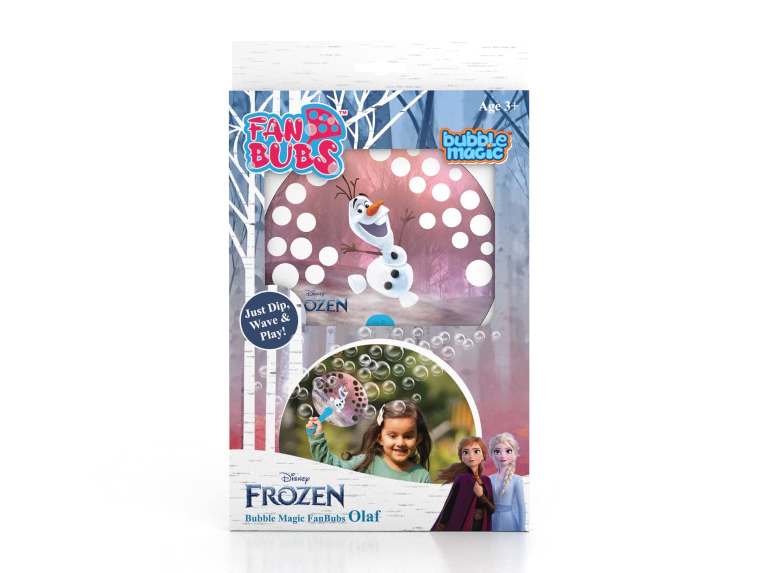 Bubble Magic FanBubs Olaf Theme|Thick Viscous Concentrate Solution Pouches with Hand Fan|Just Dip, Wave& Play|Bubble Maker|Best Birthday&Return Gifts for Kids 3yrs+|Outdoor Indoor Toy|Made in India