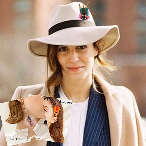 Miniatura 6 de Sombrero de plumas surtidas de plumas naturales para hombres y mujeres, sombreros artesanales, manualidades, accesorios coloridos para el cabello,