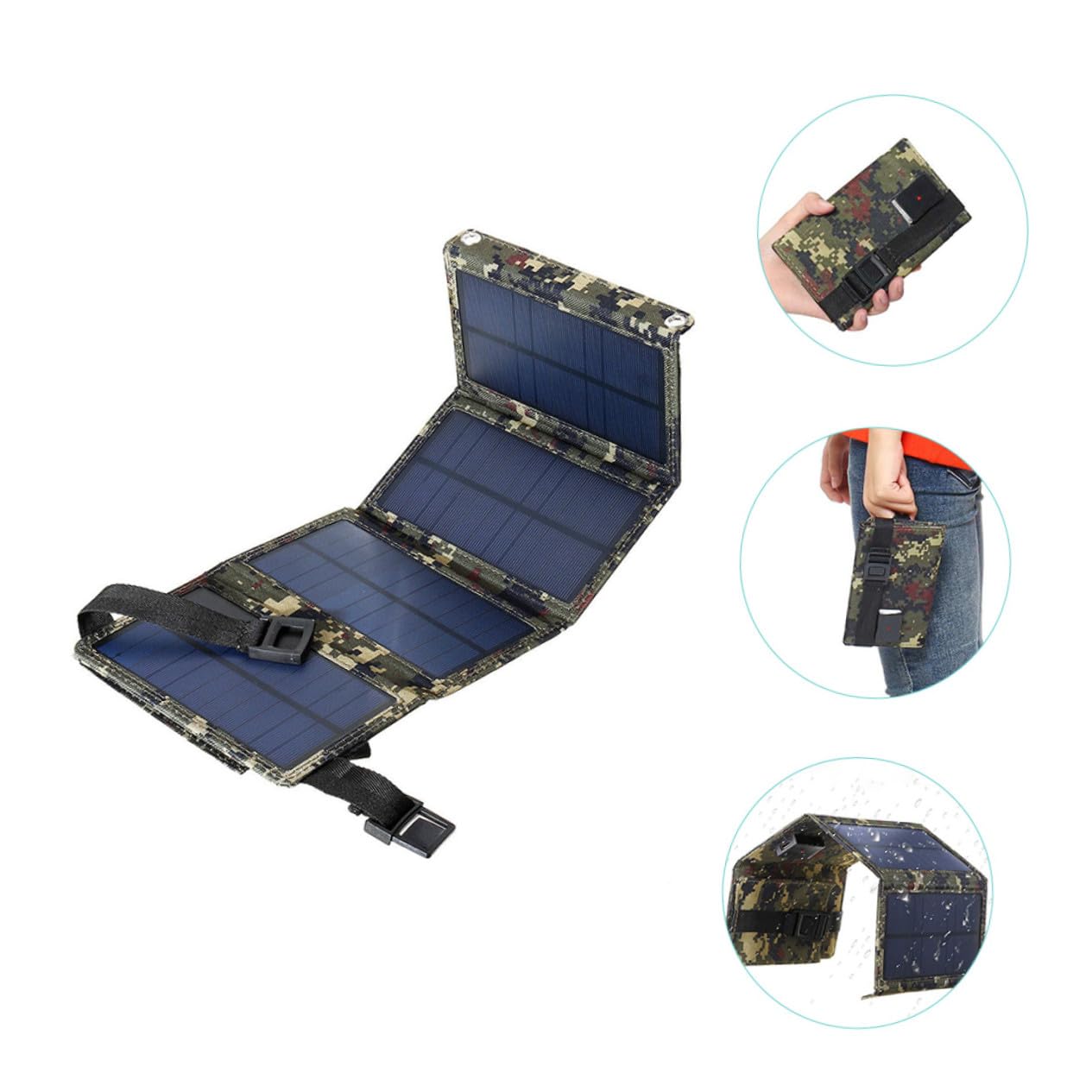 Veemoon Cargador De Panel De Células Solares Portátil para Teléfono Móvil y Batería Externa, Función USB De 10w 5v, Plegable y Resistente Al Agua, Adecuado para Uso Outdoor y Camping