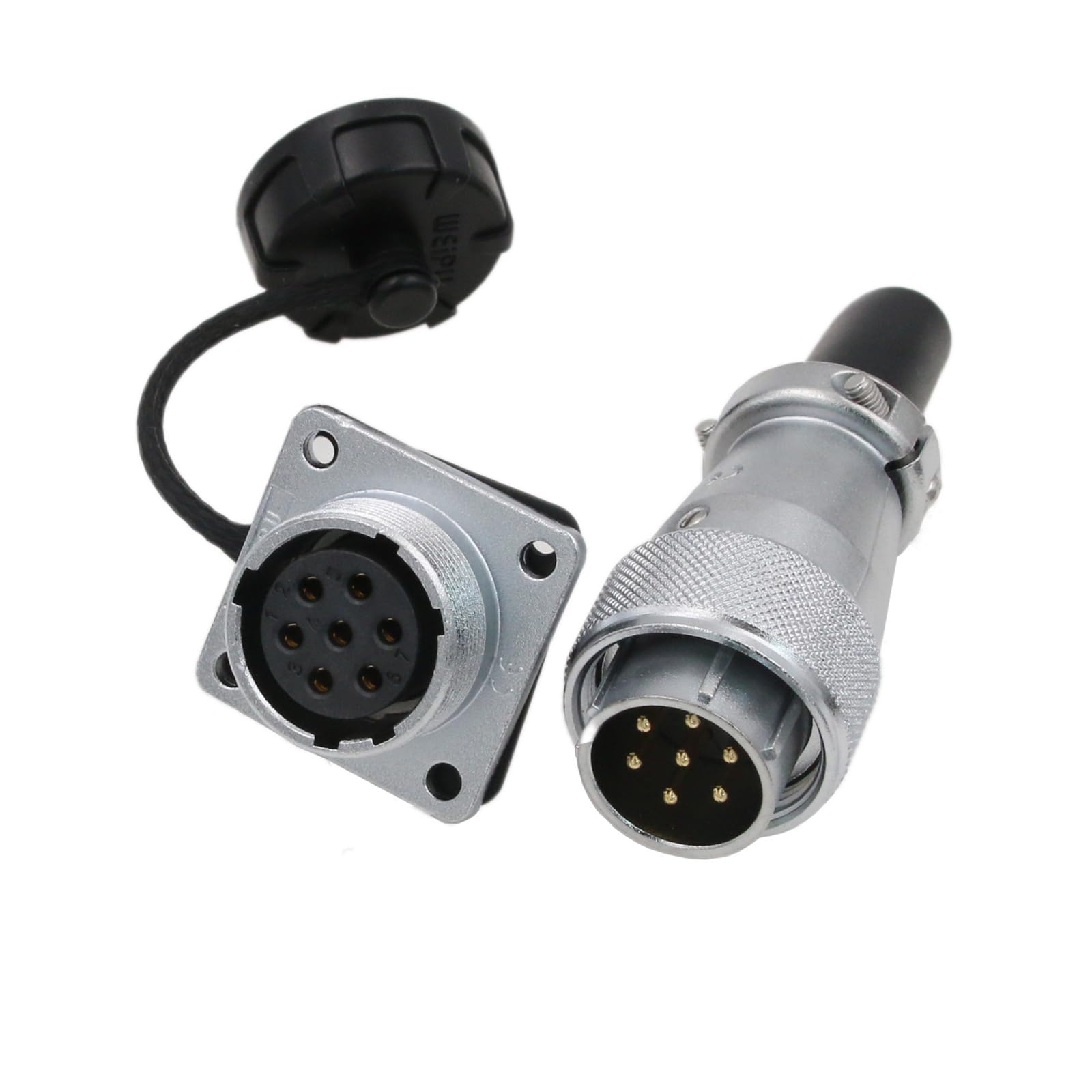 Produktbild von HangTon WS28 8-poliger Rundstecker – 25A, 500V, Staubdicht, Gewindekupplung – Für Solar, Automotive & Industrie – Inkl. Gegenstecker & Kappe