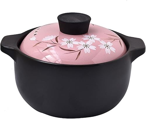 Miniatura 1 de Cacerola de cerámica, cacerola de cerámica redonda, cacerola de cerámica con tapa, pequeña cazuela resistente al calor, olla multifunción de