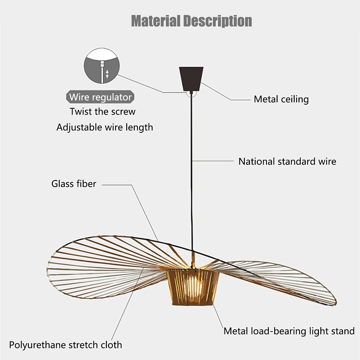 Vertigo Chandelier Wisiorek Światła, LED Lampa Wiszące Vintage Salon Żyrandol (Regulowana Wysokość światła) Wisząca Lampa Wisząca Kapelusz Projekt Kuchnia Łazienka Dekoracyjne Oświetlenie, E27,Black,120cm