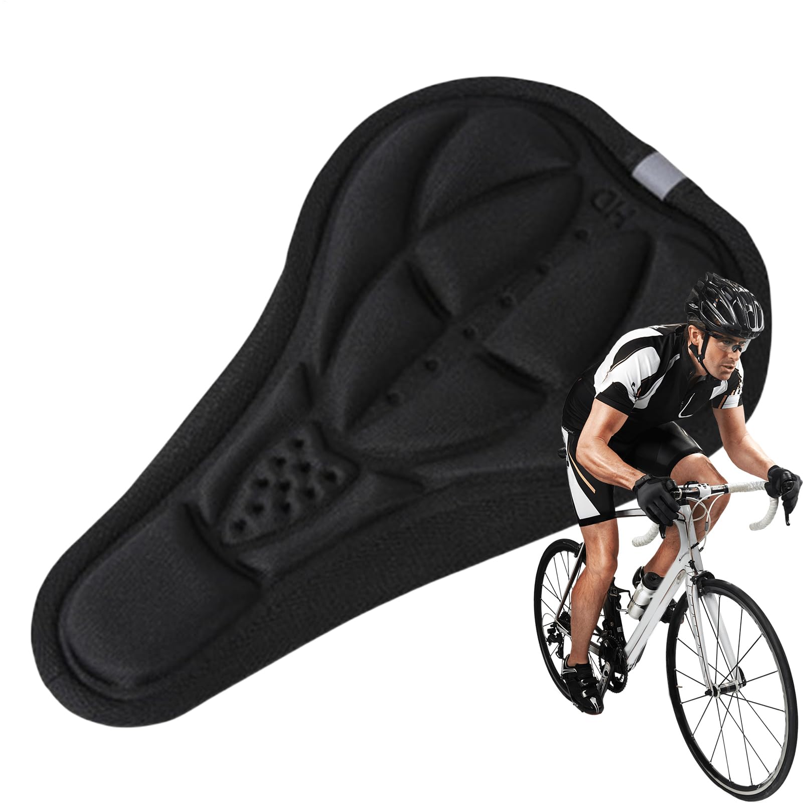 Weiche Sitzbezüge – Fahrradkissen Fahrrad | Gepolsterter Fahrradsitz | Fahrradsattel, reflektierender Streifen, Fahrradzubehör mit gerilltem Design für Falträder, Rennräder, Heimtrainer, Fahrradsattel